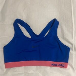 Nike Blue and Pink Sports Bra Moisture-Wicking Support- size large